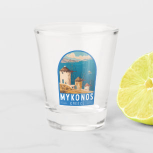 Mykonos Griekenland Travel Art Embleem Shot Glas