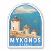 Mykonos Griekenland Travel Art Embleem Sticker (Voorkant)