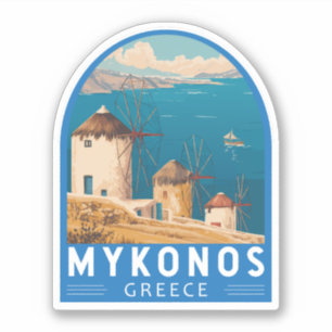 Mykonos Griekenland Travel Art Embleem Sticker