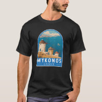Mykonos Griekenland Travel Art Embleem