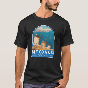 Mykonos Griekenland Travel Art Embleem T-shirt
