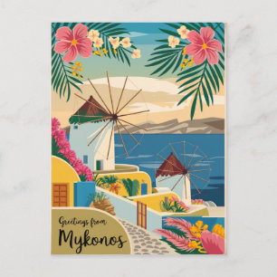 Mykonos Griekenland Vintage Briefkaart