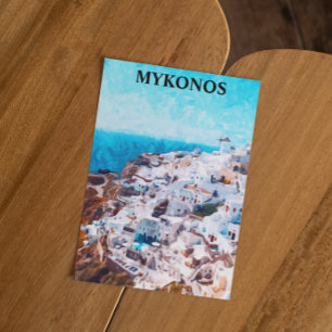 Mykonos Griekenland Waterverf schilderij Briefkaart
