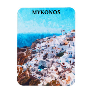 Mykonos Griekenland Waterverf schilderij Magneet