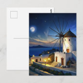 Mykonos, Griekenland Windmill Night Briefkaart (Voorkant / Achterkant)