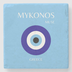 Mykonos Muse, blauw Stenen Onderzetter