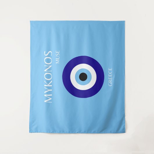 Mykonos Muse, blauw Wandkleed (Voorkant)