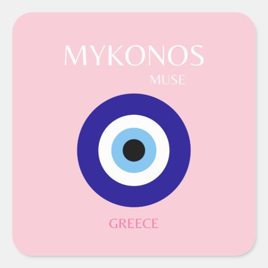 Mykonos Muse, Mykonos, Roze Vierkante Sticker (Voorkant)