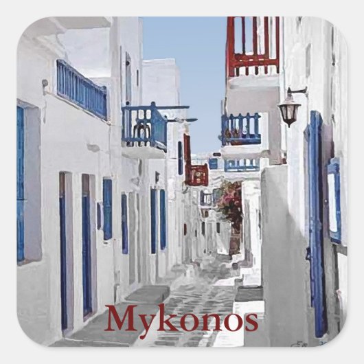 Mykonos-Sticker Vierkante Sticker (Voorkant)