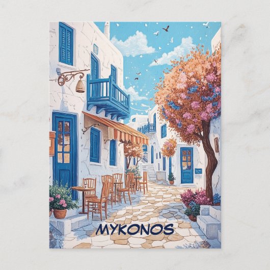 Mykonos Streets Reizen Briefkaart (Voorkant)