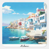 Mykonos Vierkante Sticker (Voorkant)