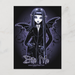 "Myna" Gothic Blue Bite Me Vampire Fairy Briefkaar Briefkaart
