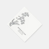 Myosotis Wildflower Vergeet me-me-niet Boho Black  Servet (Hoek)