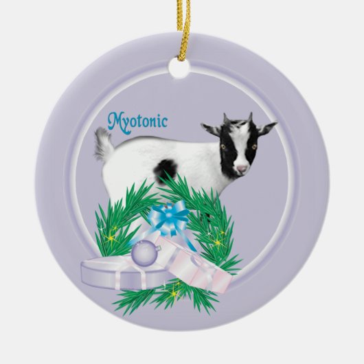 Myotonic Goat Wreath Holiday Ornament (Voorkant)
