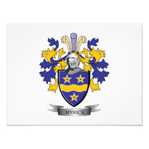 Myrick Family Crest Coat of Arms Foto Afdruk