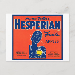 Myron Foster's Hesperian Fruits Apple Crate Labels Briefkaart
