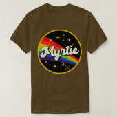 Myrtie regenboog in ruimte stijl t-shirt (Design voorkant)