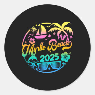 Myrtle Beach 2025 Familie Vakantie Strand Matching Ronde Sticker