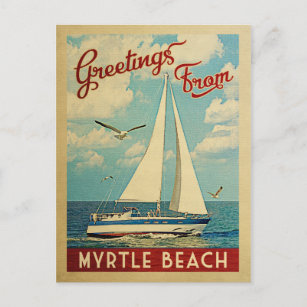 Myrtle Beach Carte postale Voilier Vintage voyage 