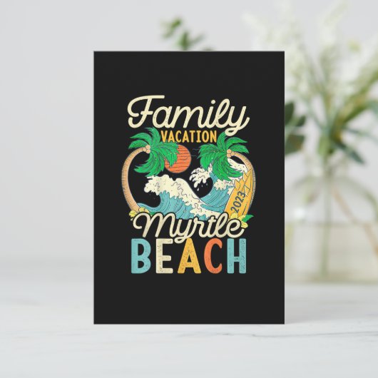 Myrtle Beach Family Vacation 2023 Matching Retro C Kaart (Staand voorkant)