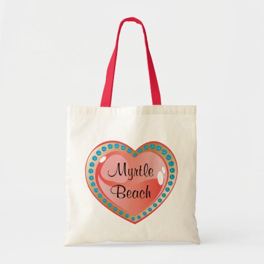 Myrtle Beach Heart Budget Canvas Sac fourre-tout (Devant)