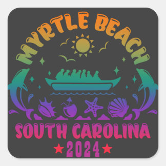 Myrtle Beach Magic - South Carolina Avonturen Vierkante Sticker