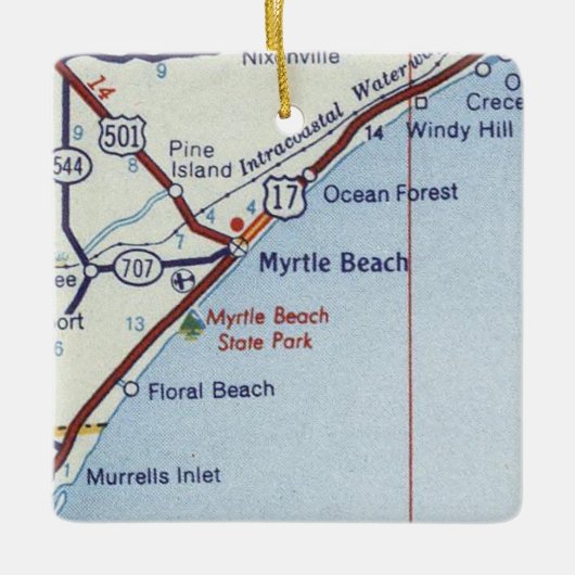 Myrtle Beach  Map Keramisch Ornament (Voorkant)