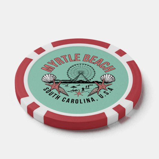 Myrtle Beach Retro Vignette Poker Chips (Enkel)