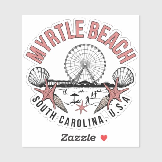 Myrtle Beach Retro Vignette Vinyl Decal Sticker (Vel)