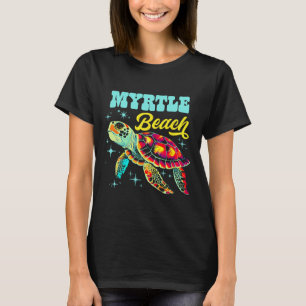 Myrtle Beach SC Artistiek Zee Schildpad Retro T-shirt