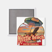 Myrtle Beach SC Beach Scène Design Magneet (Voorkant / Achterkant)