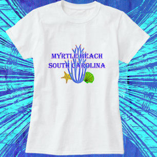 Myrtle Beach SC Coral Starfish and Scallop Shell T T-shirt