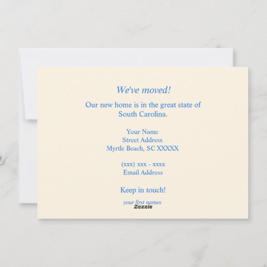 Myrtle Beach SC Moving Faire-part (Dos)