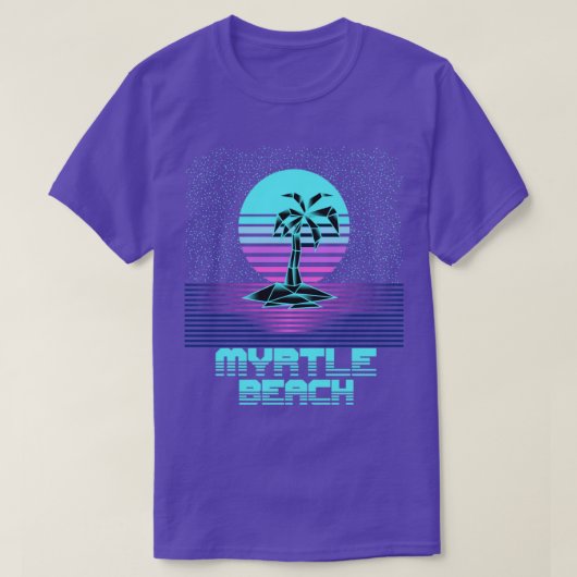 Myrtle Beach Sc Retro 80S Sunset Palm Tree T-shirt (Design voorkant)
