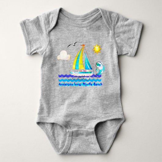 Myrtle Beach, SC Schattigee zeilboot, Sunshine en Romper (Voorkant)