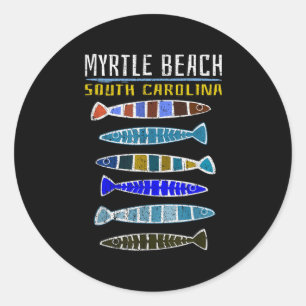 Myrtle Beach Shirt Schattigee vis Gevist South Car Ronde Sticker