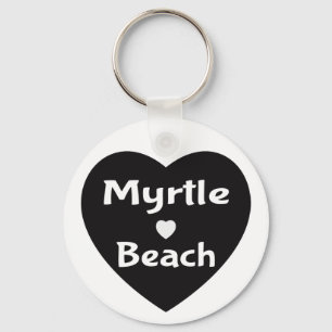 Myrtle Beach South Carolina Heart Black Sleutelhan Sleutelhanger