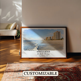 Myrtle Beach South Carolina Poster, Aquarel Poster