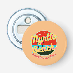 Myrtle Beach South Carolina Retro Sunset Button Flesopener
