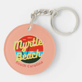 Myrtle Beach South Carolina Retro Sunset Sleutelhanger (Achterkant)