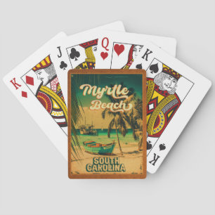 Myrtle Beach South Carolina Retro Sunset Souvenir Pokerkaarten