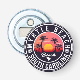 Myrtle Beach South Carolina Retro Sunset Souvenirs Button Flesopener