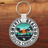 Myrtle Beach South Carolina Retro Sunset Souvenirs Sleutelhanger (Achterkant)