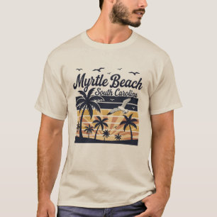 Myrtle Beach South Carolina Retro Zonsondergang St T-shirt