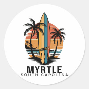 Myrtle Beach South Carolina Surfen Surfer _1 Ronde Sticker