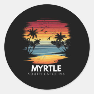 Myrtle Beach South Carolina Surfplank Surfen Vinta Ronde Sticker