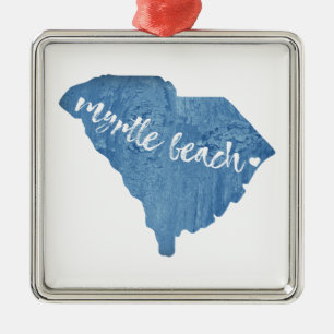 Myrtle Beach South Carolina Wood Grain Metalen Ornament