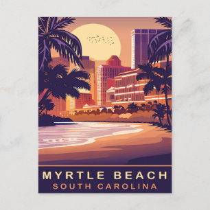 Myrtle Beach, Sunset, South Carolina, Reizen Briefkaart