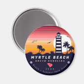 Myrtle Beach vuurtoren SC Retro Sunset Souvenirs Magneet (Voorkant / Achterkant)