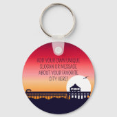Myrtle Beach vuurtoren SC Retro Sunset Souvenirs Sleutelhanger (Achterkant)